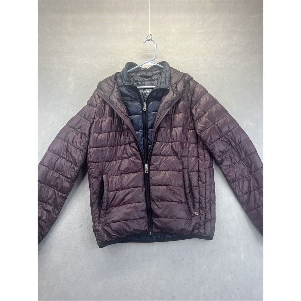 TOMMY HILFIGER Puffer Jacket Womens S Natural Down Eggplant Navy Packable